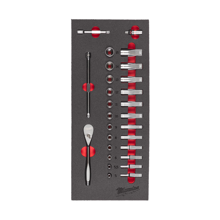 Foam Inlay doppenset 1/4" Metrisch (28-delig)