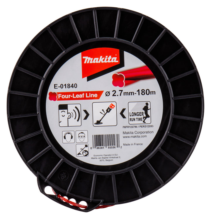 Makita klaverbladvormig maaidraad 2,7x180 meter rood