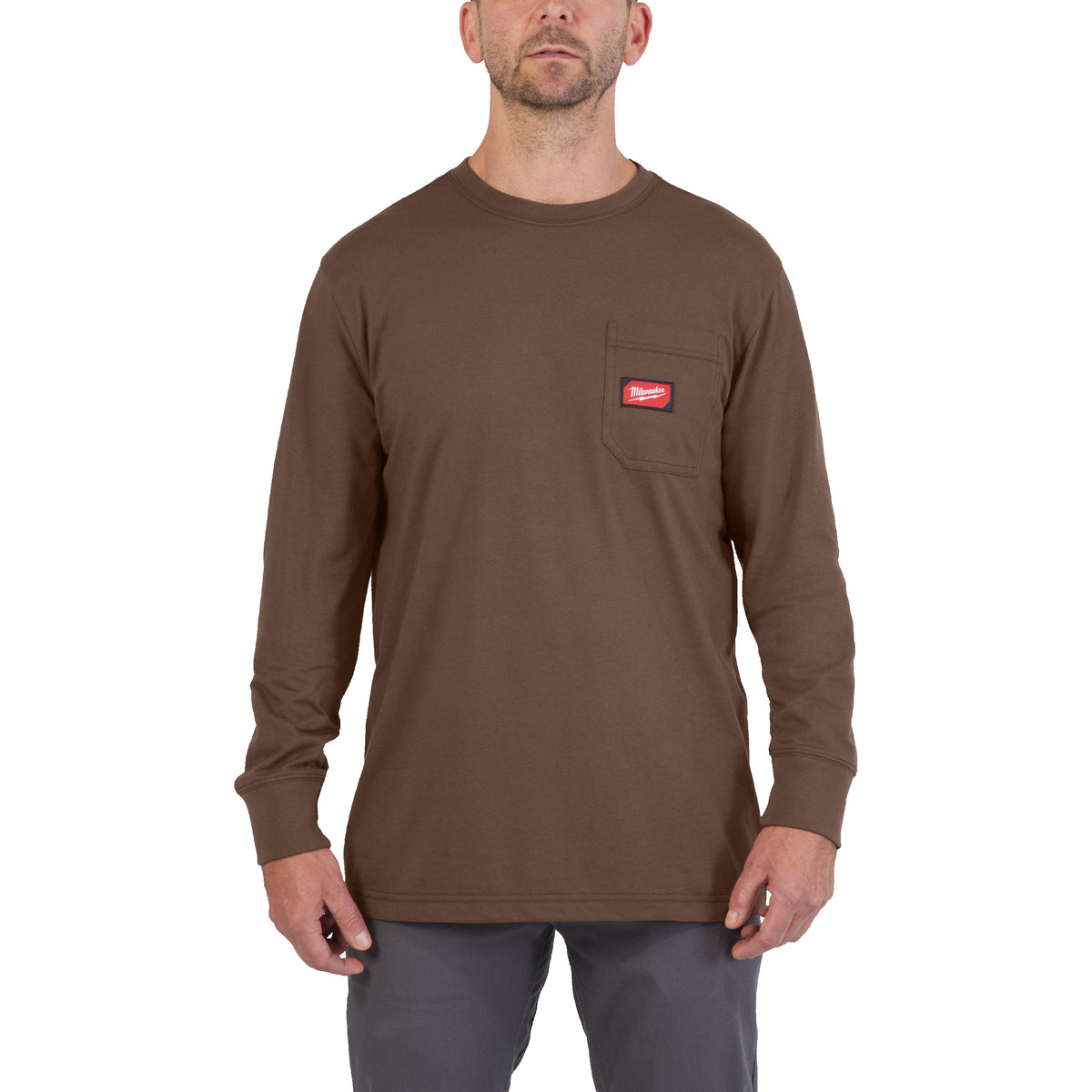 Work T-shirt long sleeve bruin M - 1 stuk