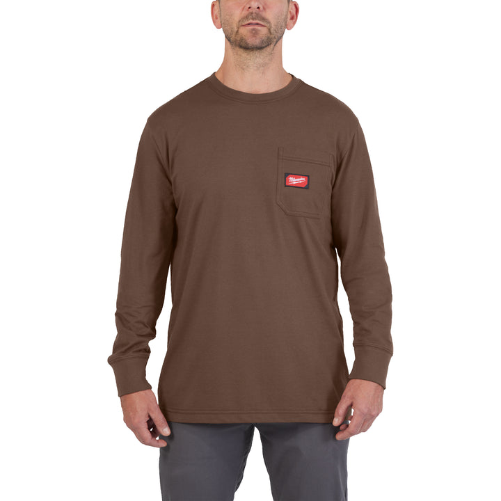 Work T-shirt long sleeve bruin S - 1 stuk